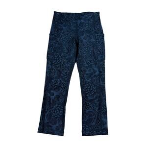 LULULEMON Speed Up Crop Legging Nouveau Mach Black Blue Print Women's Size 4